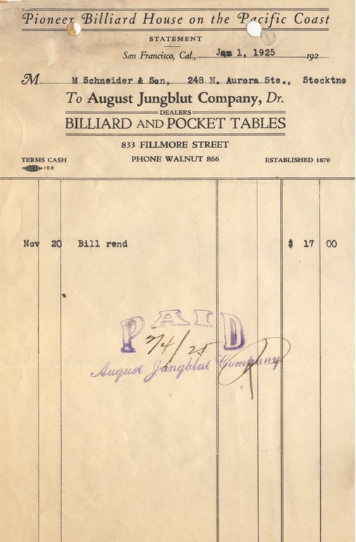 Pioneer Billiard House Statement
