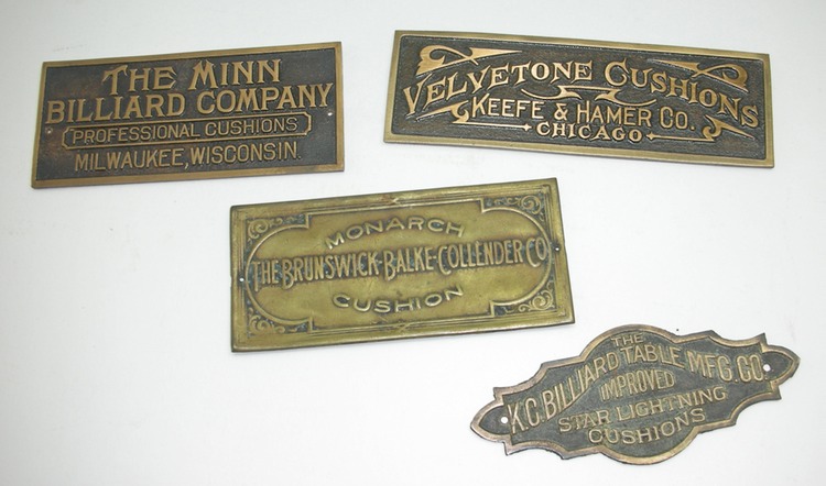 Antique Nameplates from Old Pool Tables